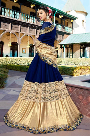 Berry Blue Designer Banarasi Saree