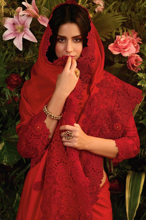 Berry Red Designer Embroidered Saree - Wedding Wardrobe Collection