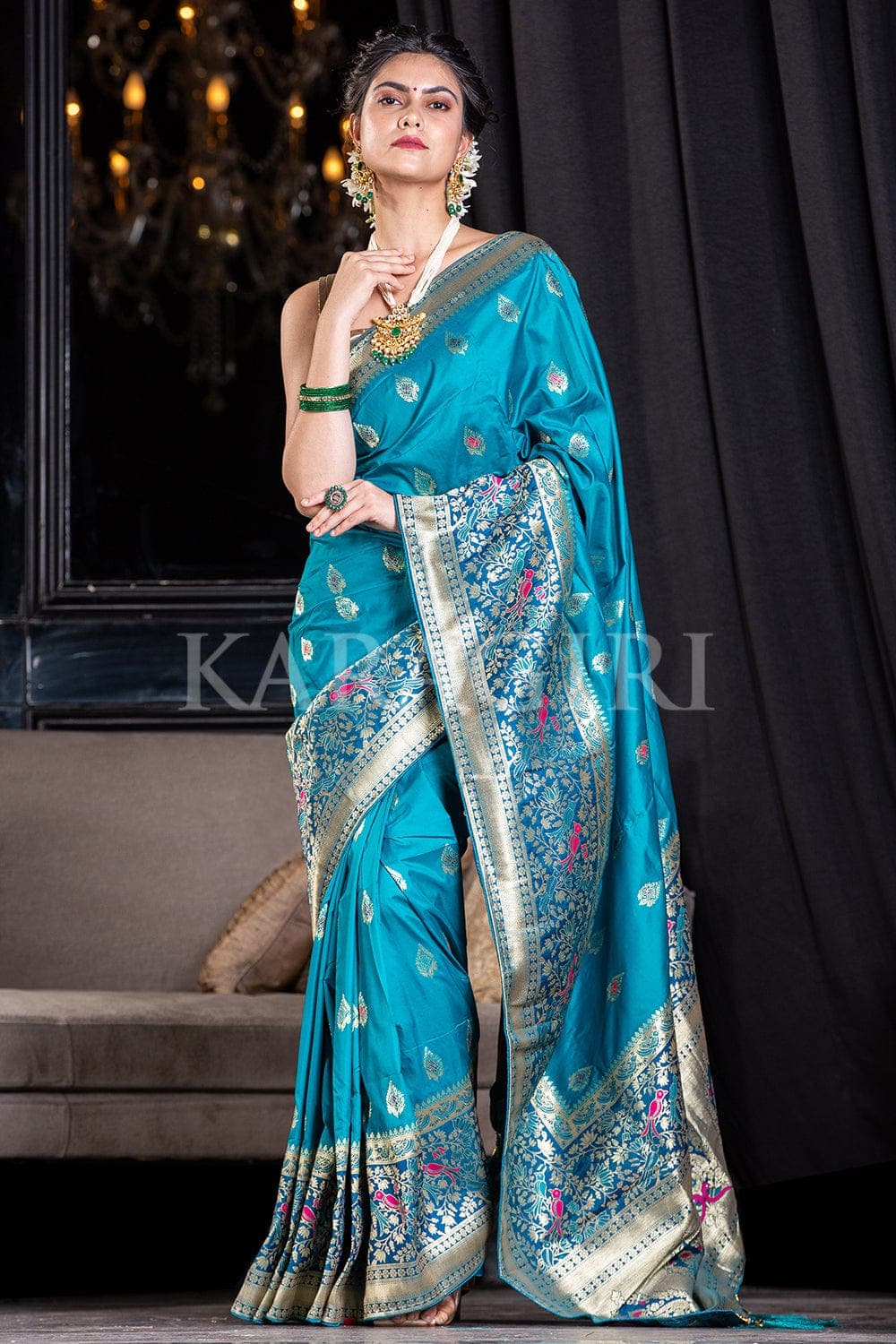 Buy Blue Banarasi Saree online-Karagiri