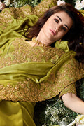 Designer Banarasi Saree Bright Green Designer Embroidered Saree With Embroidered Blouse - Wedding Wardrobe Collection saree online