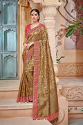 Designer Banarasi Saree Bright Peanut Brown Woven Designer Banarasi Saree With Embroidered Silk Blouse saree online