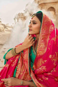 Cerise Pink Banarasi Saree- Designer wedding Saree