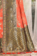 Designer Banarasi Saree Coral Orange Designer Banarasi Saree saree online