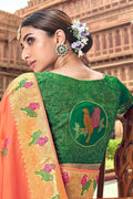Designer Banarasi Saree Creamsicle Orange Woven Designer Banarasi Saree With Embroidered Silk Blouse saree online