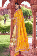 Designer Banarasi Saree Creamy Yellow Woven Designer Banarasi Saree With Embroidered Silk Blouse saree online