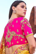 Designer Banarasi Saree Creamy Yellow Woven Designer Banarasi Saree With Embroidered Silk Blouse saree online