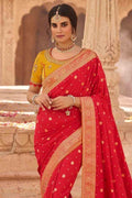 Crimson Red Banarasi Saree- Designer wedding Saree