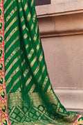 Designer Banarasi Saree Dark Green And Yellow Woven Designer Banarasi Saree With Embroidered Silk Blouse saree online