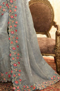 Designer Banarasi Saree Dolphin Grey Designer Embroidered Saree - Wedding Wardrobe Collection saree online