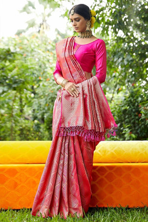Fuscia Pink Designer Banarasi Saree