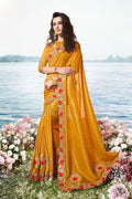 Designer Banarasi Saree Golden Designer Embroidered Saree With Embroidered Blouse - Wedding Wardrobe Collection saree online