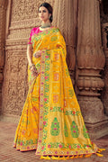 Designer Banarasi Saree Honey Yellow Woven Designer Banarasi Saree With Embroidered Silk Blouse saree online