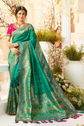 Designer Banarasi Saree Hot Green Woven Designer Banarasi Saree With Embroidered Silk Blouse saree online