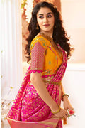 Designer Banarasi Saree Hot Pink Jaal Woven Designer Banarasi Saree With Embroidered Silk Blouse saree online