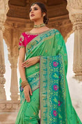 Jungle Green Banarasi Saree- Designer wedding Saree