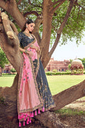 Designer Banarasi Saree Light Pink And Grey Woven Designer Banarasi Saree With Embroidered Silk Blouse saree online