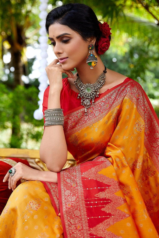 Designer Banarasi Saree Marigold Orange Designer Banarasi Saree saree online