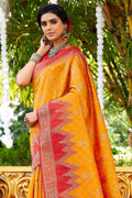 Designer Banarasi Saree Marigold Orange Designer Banarasi Saree saree online