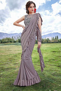 Designer Banarasi Saree Metal Grey Designer Saree With Designer Embroidered Blouse - Wedding Wardrobe Collection saree online