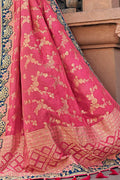 Designer Banarasi Saree Midnight Blue,Punch Pink Woven Designer Banarasi Saree With Embroidered Silk Blouse saree online