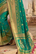 Ocean Blue Banarasi Saree- Designer wedding Saree