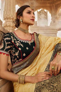 Parmesan Cream Colour Banarasi Saree- Designer wedding Saree