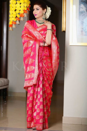 PAYAL GUPTA in Hot Pink Woven Banarasi Brocade Silk Saree