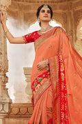 Peach Banarasi Saree- Designer wedding Saree