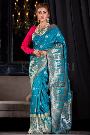 Pthalo Blue Banarasi Saree