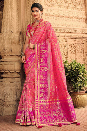 Rose Pink Designer Banarasi Saree
