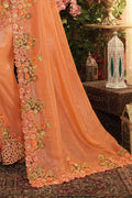 Buy Royal orange designer embroidered saree  online at best price -karagiri