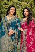Designer Banarasi Saree Ruby Pink And Grey Designer Banarasi Saree saree online