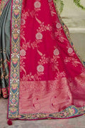 Designer Banarasi Saree Ruby Pink And Grey Designer Banarasi Saree saree online