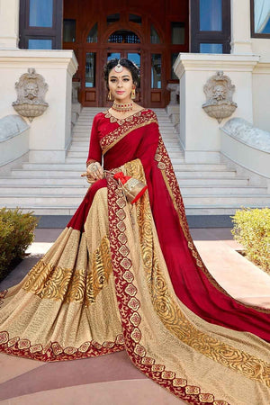 Ruby Red Designer Banarasi Saree