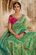 Sea Green Banarasi Saree- Designer wedding Saree