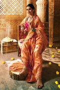 Soft orange peach designer banarasi saree with embroidered silk blouse - Wedding sutra collection - Buy online on Karagiri - Free shipping to USA