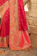 Strawberry Pink Banarasi Saree- Designer wedding Saree