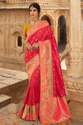 Strawberry Pink Banarasi Saree- Designer wedding Saree