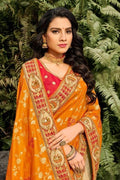 Designer Banarasi Saree Sunrise Orange And Yellow Designer Banarasi Saree saree online