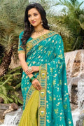Designer Banarasi Saree Teal Blue And Yellow Designer Banarasi Saree saree online