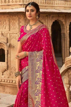 Tulip Pink Banarasi Saree- Designer wedding Saree