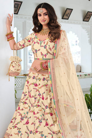cream designer lehenga