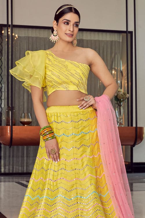 Lemon Yellow Net Designer Lehenga Choli in 2023 | Designer lehenga choli, Lehenga  choli, Lehenga choli online