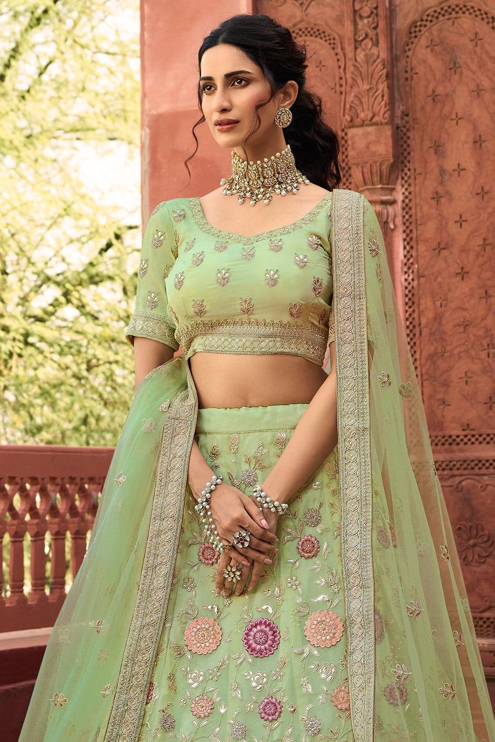 Sea Blue - Light Green Lehenga Set. – Shyam Narayan Prasad