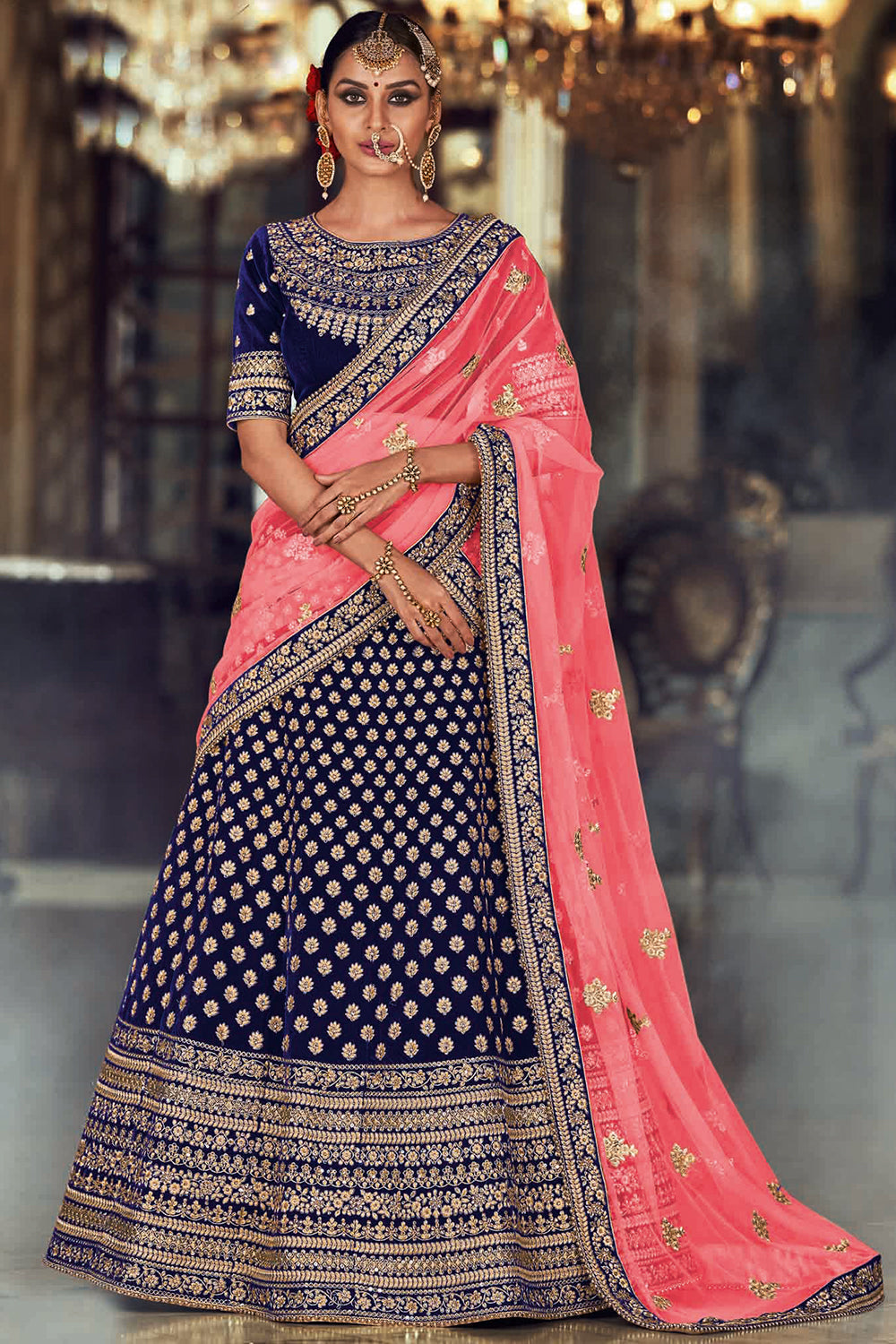 Pastel Pink and Blue Lehenga set – TheStylease.com