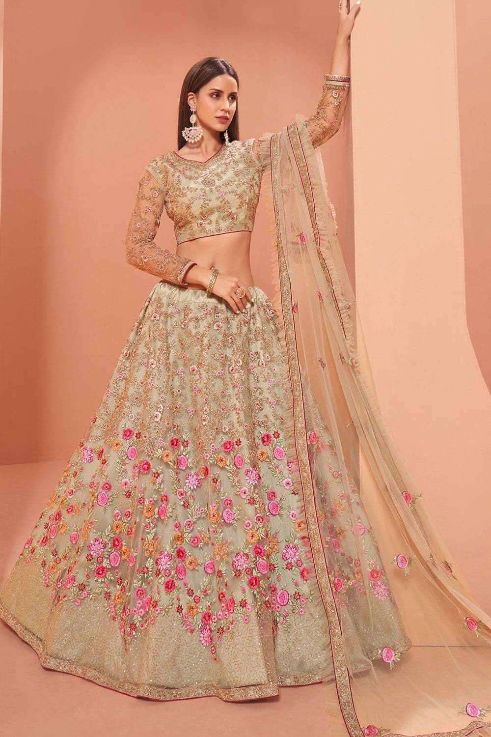Stylish Light Green Color Mirror Work Lehenga Choli For Rich Look –  Joshindia