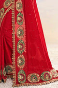 Beautiful Crimson Red Designer Saree