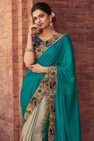 Bluebird Blue Designer Saree