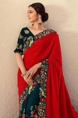 Candy Red Designer Saree
