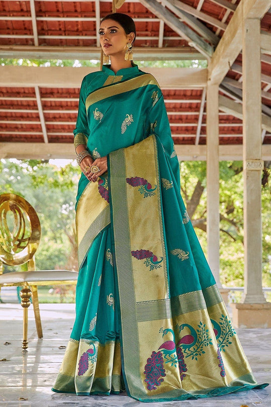 Designer Saree Cyan Blue Designer Saree saree online